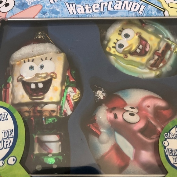 Sponge Bob, Vintage 2004, Set of 3, Glass Christmas Ornament In, Collectable Tin - Picture 3 of 11